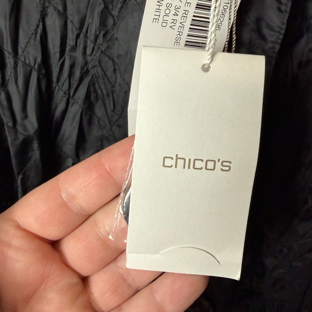 NWT $139 Chico’s Crinkle Reverse Pauley Jacket – Black/White – Size 3 (16/18) - Picture 5 of 9